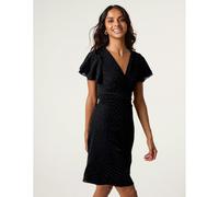 Blue Vanilla Rhinestone Diamante Wrap Dress - S - Black