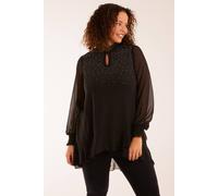 Blue Vanilla Rhinestone High Neck Top In Black Black