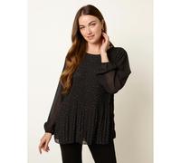 Blue Vanilla Women's Black Rhinestone Pleated Chiffon Top Blue Vanilla Black One Size