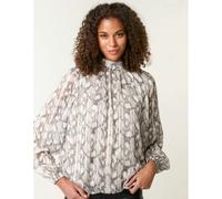 Blue Vanilla Rhinestone Studded Snake Print Blouse - L - Grey