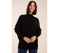 Blue Vanilla Women's Ribbed Batwing Jumper in Black | Size: Medium/Large