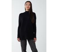 Blue Vanilla Ribbed Batwing Jumper In Black Black S/M