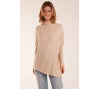 Blue Vanilla Ribbed Cross Over High Neck Jumper In Stone Stone