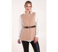 Blue Vanilla Ribbed Knit Vest Blouse In Camel Camel L