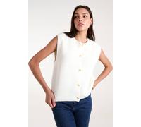 Blue Vanilla Women's Ribbed Knitted Button Vest in Ivory | Size: Small/Medium