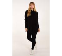 Blue Vanilla Ribbed Legging + Cowl Neck Jumper Set In Black Black S/M