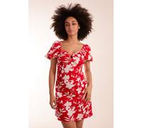 Blue Vanilla Ring Detail Milkmaid Mini Dress In Red Red