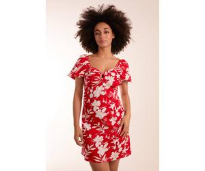 Blue Vanilla Ring Detail Milkmaid Mini Dress In Red Red