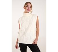 Blue Vanilla Roll Neck Cable Knit Vest In Ivory Ivory