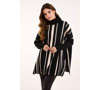 Blue Vanilla Roll Neck Pinstripe Jumper In Black Black
