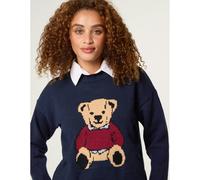 Blue Vanilla Round Neck Bear Jumper - S-M - Navy