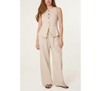 Blue Vanilla Round Neck Button Through Vest & Trouser Set - L - Stone