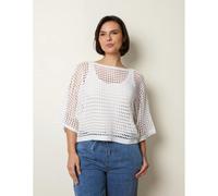 Blue Vanilla Round Neck Net Top - M-L - Ivory