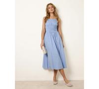 Blue Vanilla Ruched Binding Strappy Midi Dress - S - Blue