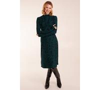 Blue Vanilla Ruched Front Frill Cuff Midi Dress In Teal Teal