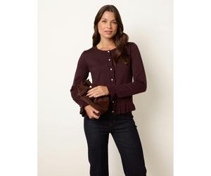 Blue Vanilla Ruffle Detail Cardigan - L - Brown