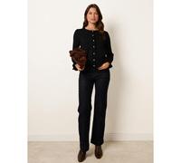 Blue Vanilla Ruffle Detail Cardigan - S - Black
