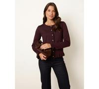 Blue Vanilla Ruffle Detail Cardigan - S - Brown