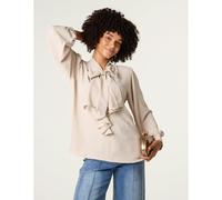 Blue Vanilla Ruffle Pussy Bow Blouse - M-L - Beige