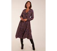 Blue Vanilla Ruffle Wrap Midi Dress In Brown Brown 10