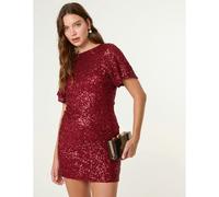 Blue Vanilla Red Satin Bow Back Sequin Dress Red S