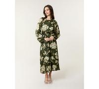 Blue Vanilla Satin Elastic Waist Midi Dress - M - Khaki