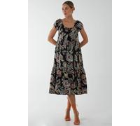 Blue Vanilla Scoop Neck Milkmaid Midi Dress In Black Black M