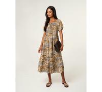 Blue Vanilla Scoop Neck Paisley Dress - M - Yellow