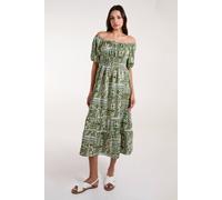 Blue Vanilla Scoop Neck Paisley Midi Dress In Green Green S
