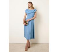 Blue Vanilla Scuba Crepe Off-Shoulder Skater Dress - UK 14 - Blue