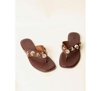 Blue Vanilla Sea Life Embellished Flip Flops - UK 3 - Brown