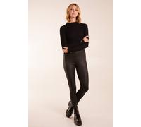 Blue Vanilla Seam Detail Leather Look Leggings In Black Black S