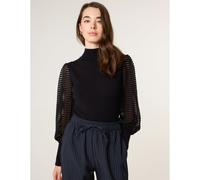 Blue Vanilla Semi-Sheer Mesh Panel Long Sleeve Jumper - L - Black