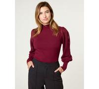 Blue Vanilla Semi-Sheer Mesh Panel Long Sleeve Jumper - L - Wine