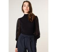 Blue Vanilla Women's Black Semi-Sheer Mesh Panel Long Sleeve Jumper | Size: Medium Blue Vanilla Black M