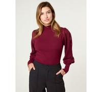 Blue Vanilla Semi-Sheer Mesh Panel Long Sleeve Jumper - L - Wine