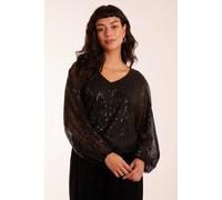 Blue Vanilla Women's Sequin Batwing Blouse in Black | Size: S/M Blue Vanilla Black S/M
