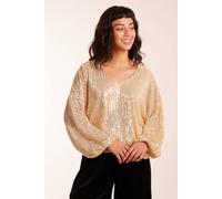 Blue Vanilla Women's Sequin Batwing Blouse in Gold | Size: Medium/Large