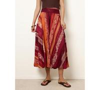 Blue Vanilla Women's Orange Sequin Jacquard Wide Leg Trousers | Size: S/M Blue Vanilla Orange S/M