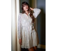 Blue Vanilla Sequin Shirt Dress In Gold Gold