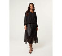 Blue Vanilla Women's Black Shimmery Stud Detailed Tulle Skirt | Size: Medium/Large Blue Vanilla Black M/L