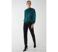 Blue Vanilla Shirred Balloon Elasticated Hem Top In Green Green S/M