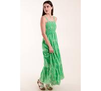 Blue Vanilla Shirred Bust Midi Dress With Straps In Green Green S
