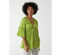 Blue Vanilla Shirred Bust Top - L - Lime Green