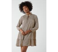 Blue Vanilla Shirred Cheetah Smock Dress In Stone Stone
