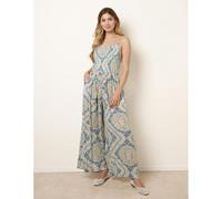 Blue Vanilla Shirred Drawstring Jumpsuit - L - Blue