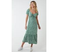 Blue Vanilla Shirred Milkmaid Sweetheart Midi Dress In Green Green 10