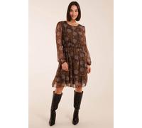 Blue Vanilla Shirred Mini Dress In Brown Brown 8