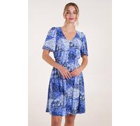 Blue Vanilla Women's Shirred Waist Button Mini Dress in Blue | Size: S/M Blue Vanilla Blue S/M