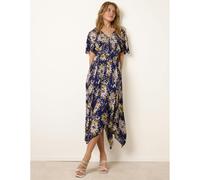 Blue Vanilla Shirred Waist Hanky Hem Dress - M-L - Light Yellow